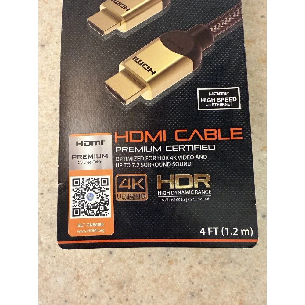 Blackweb Premium Certified 4K ULTRA HD 4FOOT HDMI Cable HDR 18 Gbps 60hz 7.2(GA)